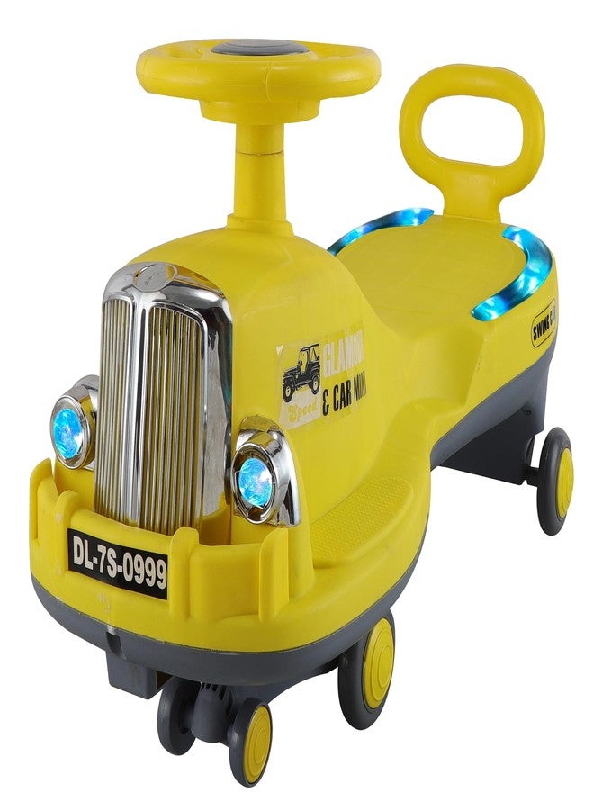 JoyRide Glamour DLX Light-Up Magic Car - Easy Glide Ride-On Toy for Kids | LED Lights, Music & 360° Swivel Wheels | Push Swing Car for Indoor/Outdoor Fun Ages 2+ Years (Yellow) - Image 5
